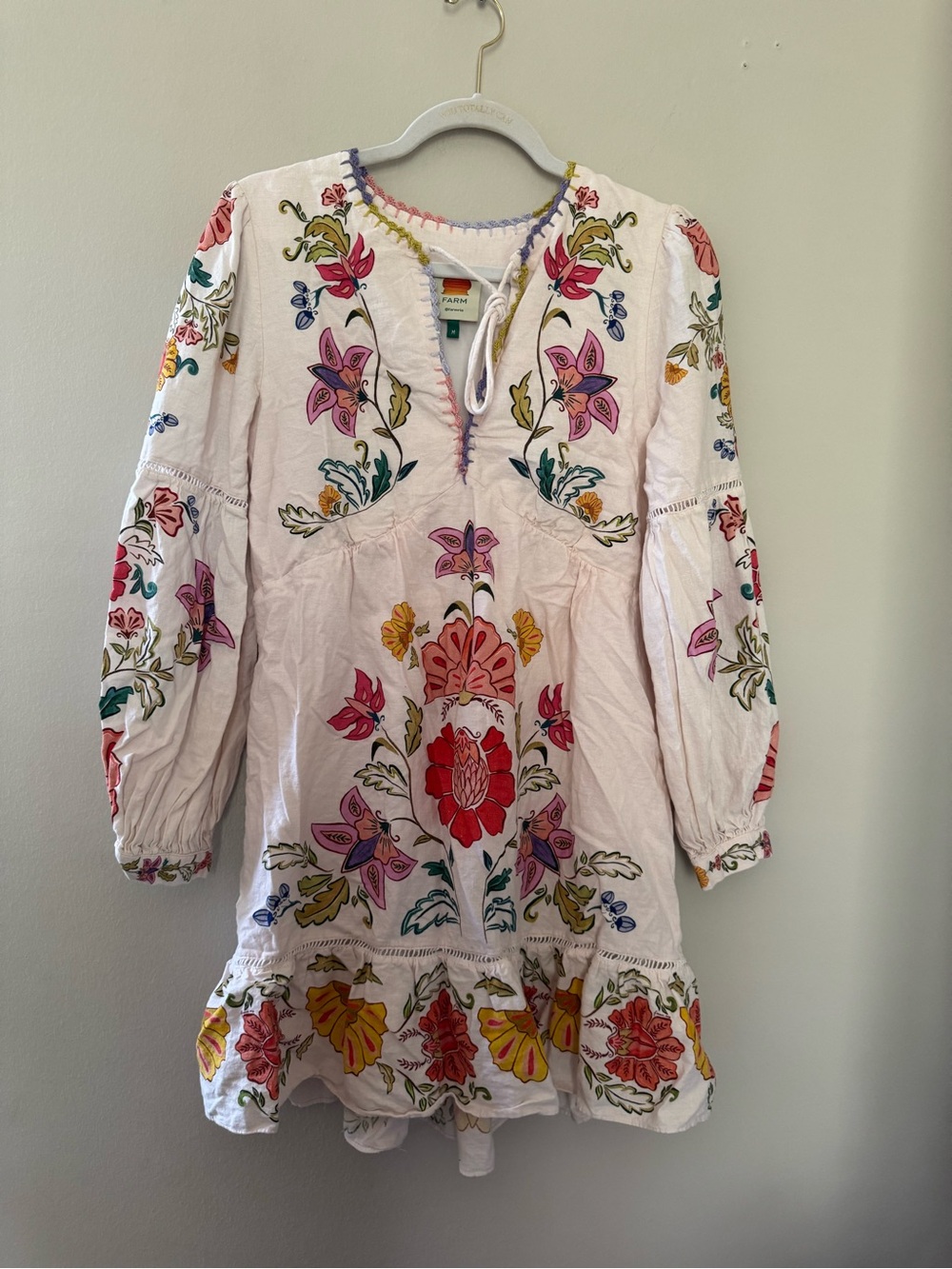 FARM Rio Mini Dress with Multicolor Floral Embroidery - Picture 2 of 4